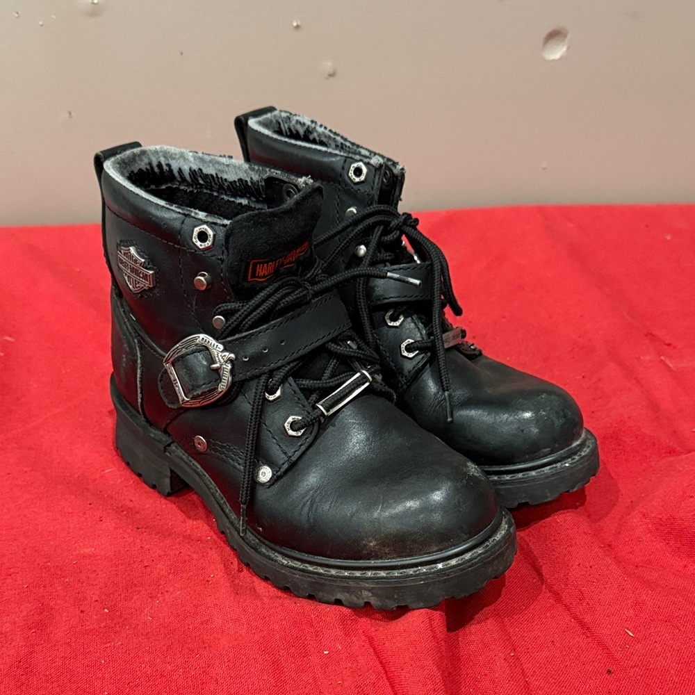 Harley-Davidson Black Leather Ankle Boots